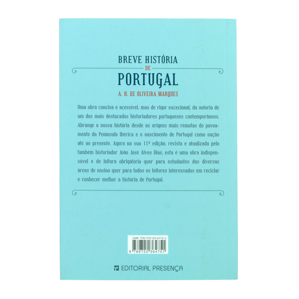 Capa do livro Breve História de Portugal, de A. H. de Oliveira Marques - 11ª Edição da Editorial Presença.
