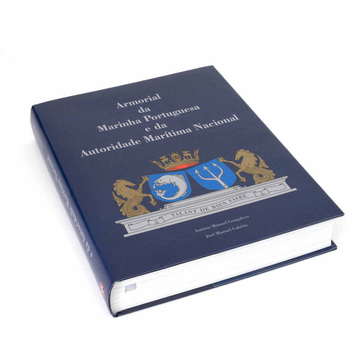 Capa do livro Heráldica Naval, sobre os símbolos e brasões da Marinha Portuguesa, de António Manuel Gonçalves e José Manuel Cabrita. Comissão Cultural de Marinha.