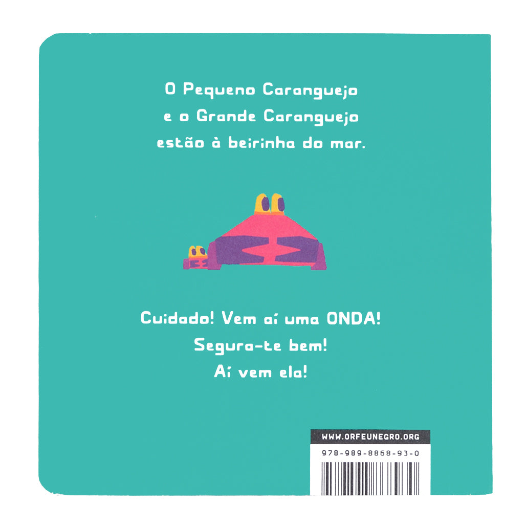 contracapa do livro infantil coragem pequeno caranguejo da autoria de chris haughton, edição orfeu mini
