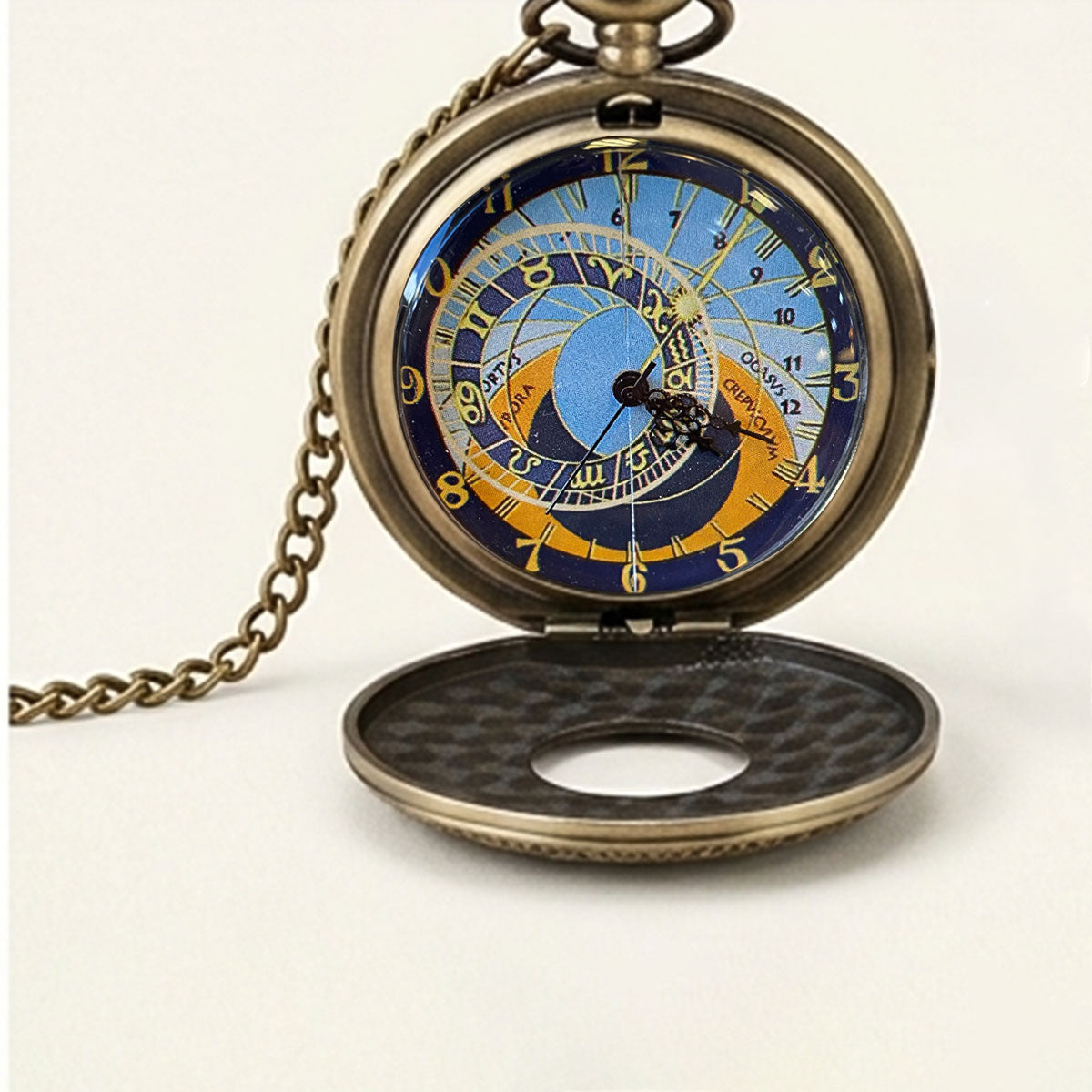 Relogio de Bolso Relogio Praga Relogio Astronomico Mostrador Astronomico Bronze Vintage Relogio Antigo Instrumentos Nauticos Historia Navegacao Loja do Museu Museu de Marinha Prenda Colecionadores Pocket Watch Prague Astronomical Clock Vintage Watch Antique Bronze Timepiece Navy Museum Gift