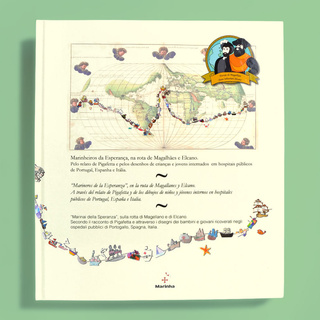 capa de livro com o título Marinheiros da esperança, na rota de magalhães e elcano