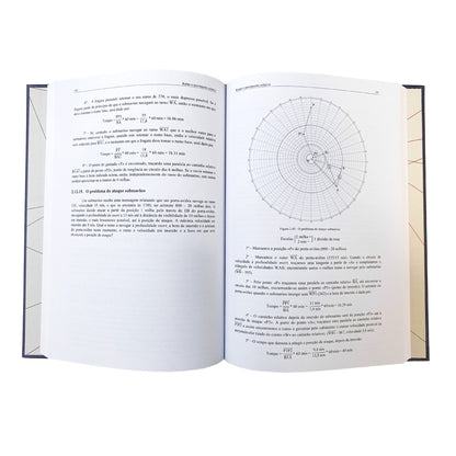 Páginas abertas do livro Manual de Navegação Volume II mostrando diagramas e tabelas técnicas.