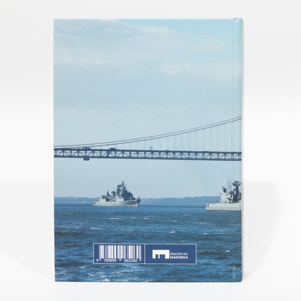 Back cover of the English edition book Portugal at Sea about the history of the Portuguese Navy, with a preface by Admiral Gouveia e Melo.