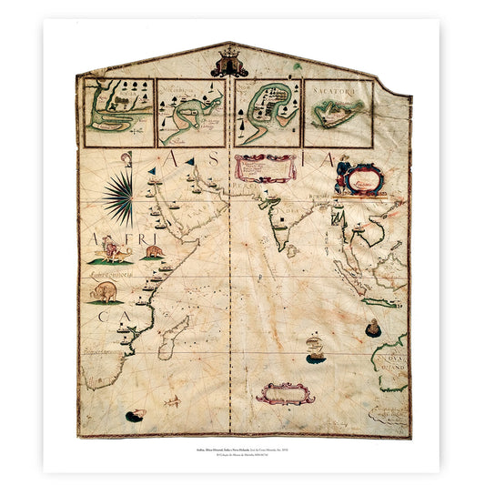 Reprodução da carta náutica mais antiga que se conhece, de origem portuguesa, em projeção de Mercator, da autoria de José da Costa Miranda.