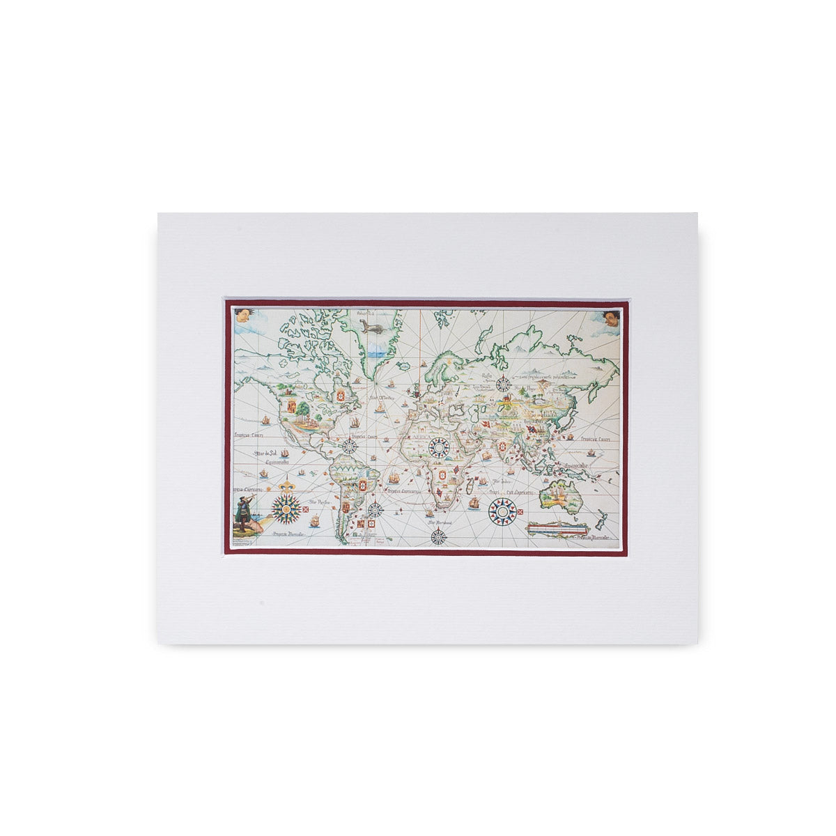 Reprodução com Passe-Partout Mapa-Mundi Ilustrado. Dimensões: 20x25cm