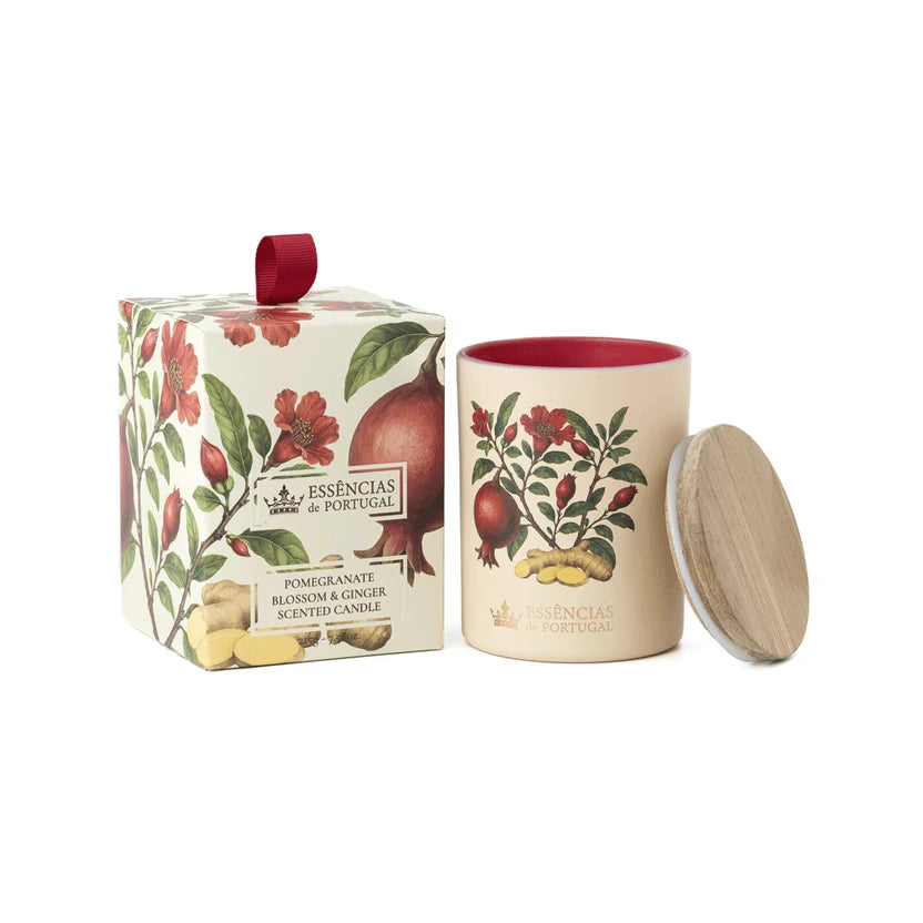 Embalagem de presente e vela aromática Essências de Portugal Flor de Romãzeira e Gengibre 215g