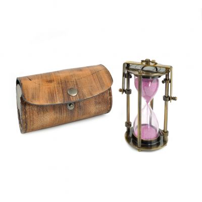 Brass hourglass with case